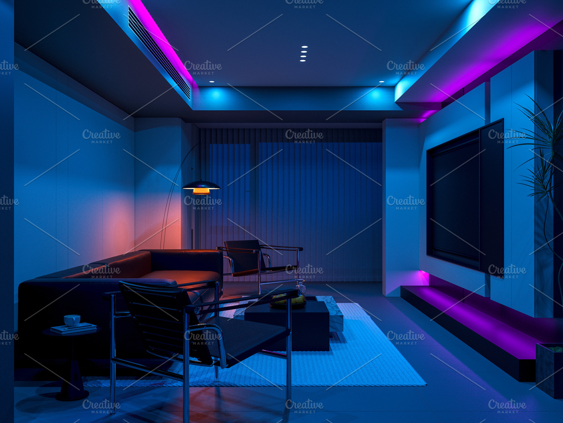 Modern Living Room with Vibrant LED, an Architecture Photo by Pozitivo
