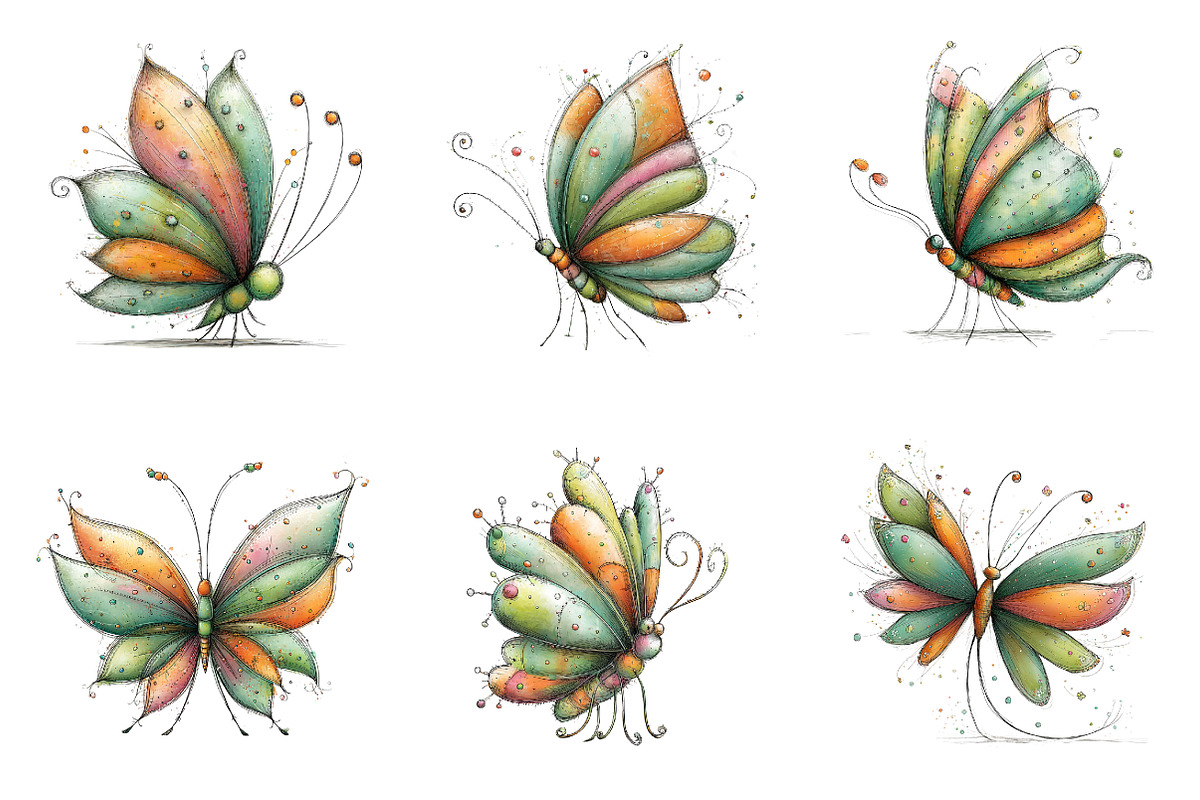 Whimsical spring butterfly clipart, an Illustration by SinaCreation (Photo 3 of 11)