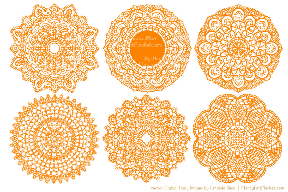 Orange Lace Doily Vectors, an Illustration by Amanda Ilkov (Photo 4 of 4)