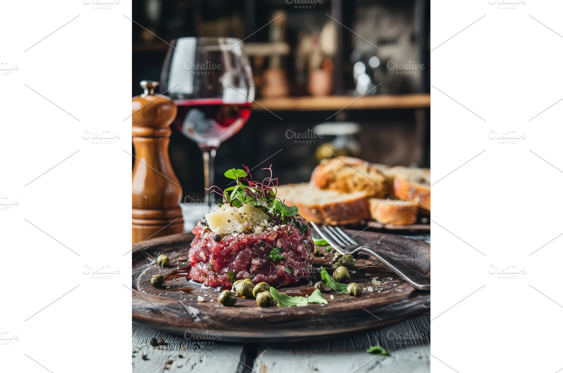 Raw Beef Tartar with Cheese and Wine, a Food & Drink Photo by Rodica Ciorba
