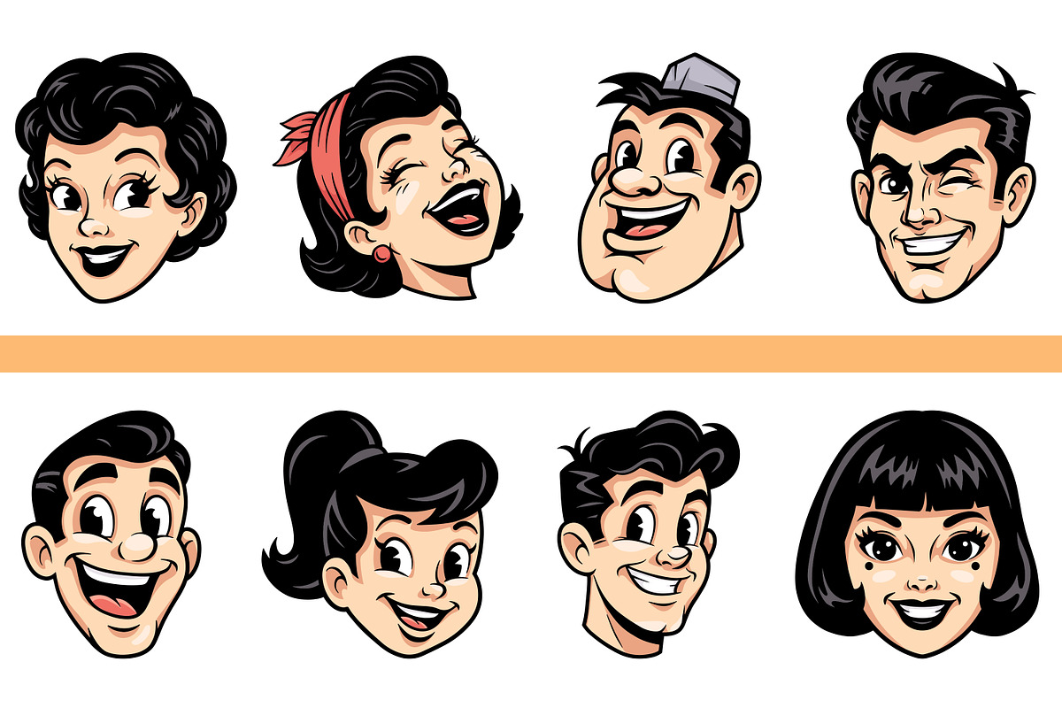 Retro People Avatar Bundle, a Person Illustration by Tekuni (Photo 9 of 12)