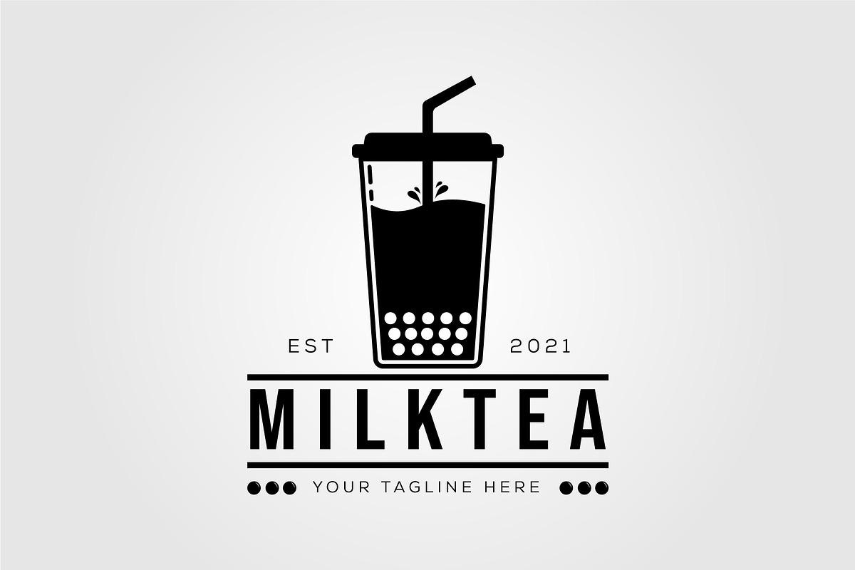 milk tea and bubble drink logo, an Illustration by Rizkaarishandy_shop