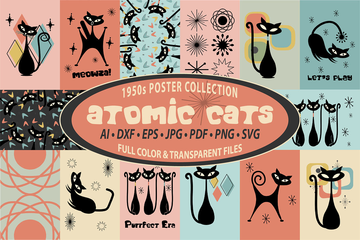 Atomic Cat Posters, Mid Century, an Animal Illustration by Blynn Pippen (Photo 1 of 9)