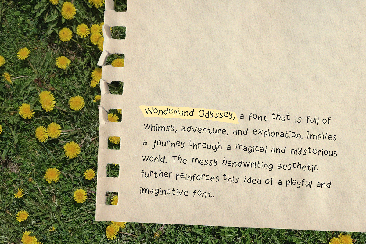 Wonderland Odyssey Crayon Messy Font, a Handwritten Font by Perplexitics (Photo 4 of 6)