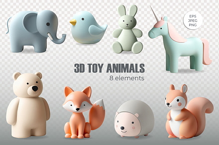 3D Animals. Soft Plastic Toys