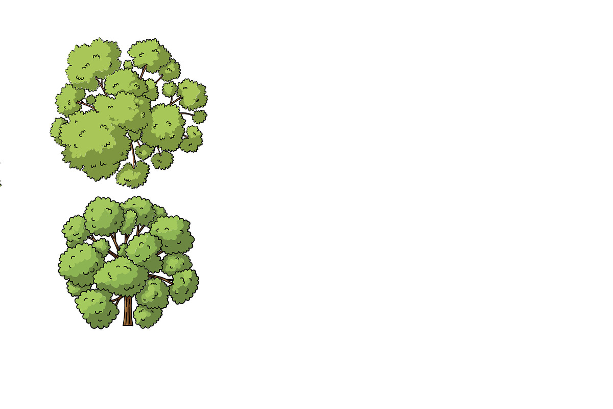 Green tree illustrations in a flat s, an Illustration by designvectx
