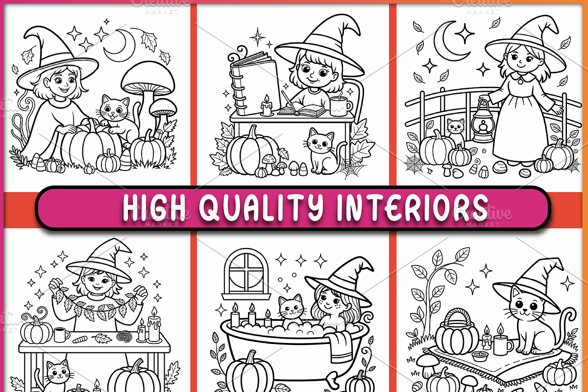 Cozy Autumn Witches Adult Coloring, a Seasonal Illustration by Ink Gallery (Photo 2 of 4)