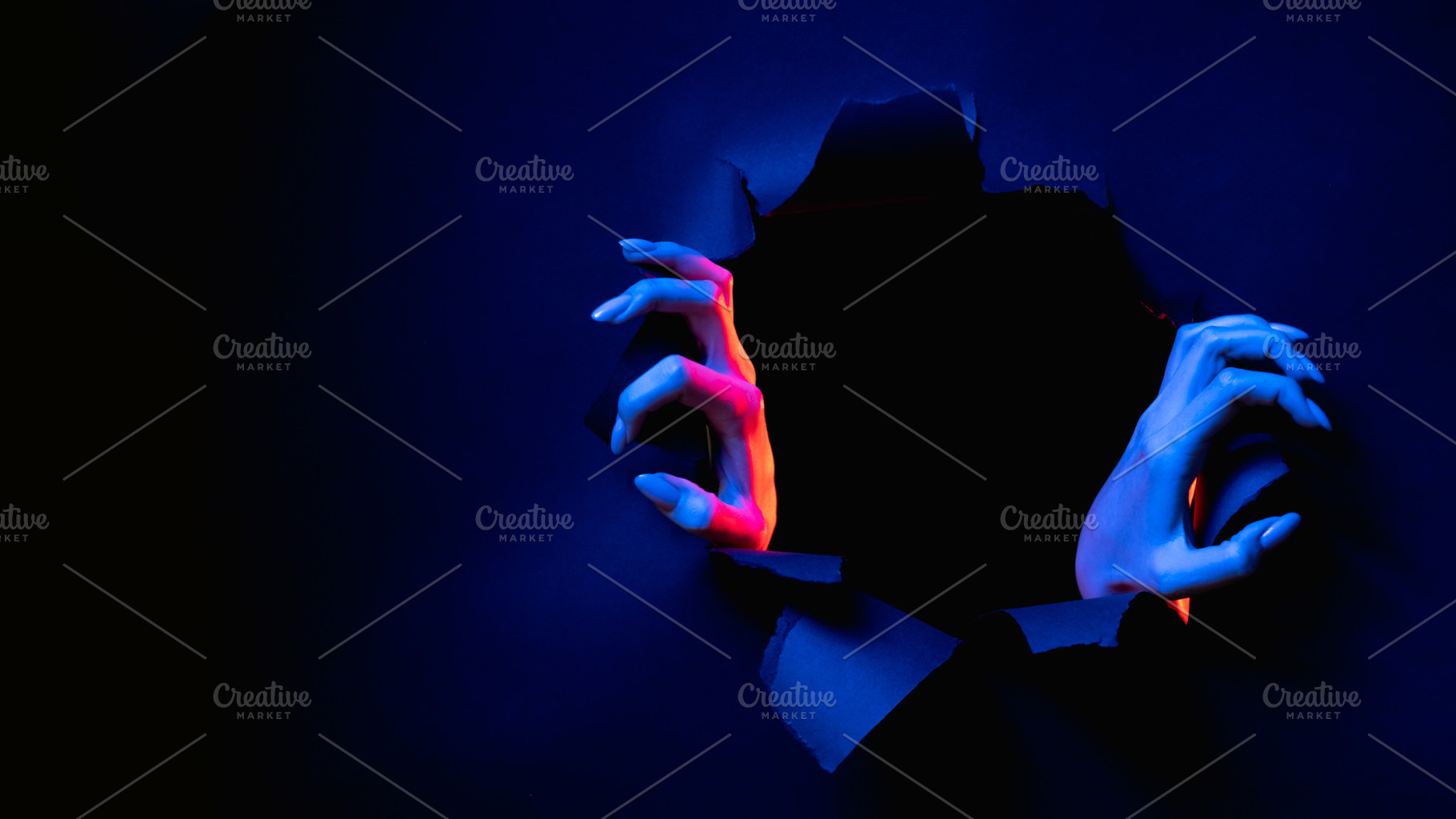 night terror haunted banner hands breaking through, a Person Photo by Photo Drive Studio