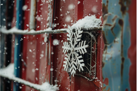 White snowflake decoration hanging, a Holiday Photo by Ylivdesign