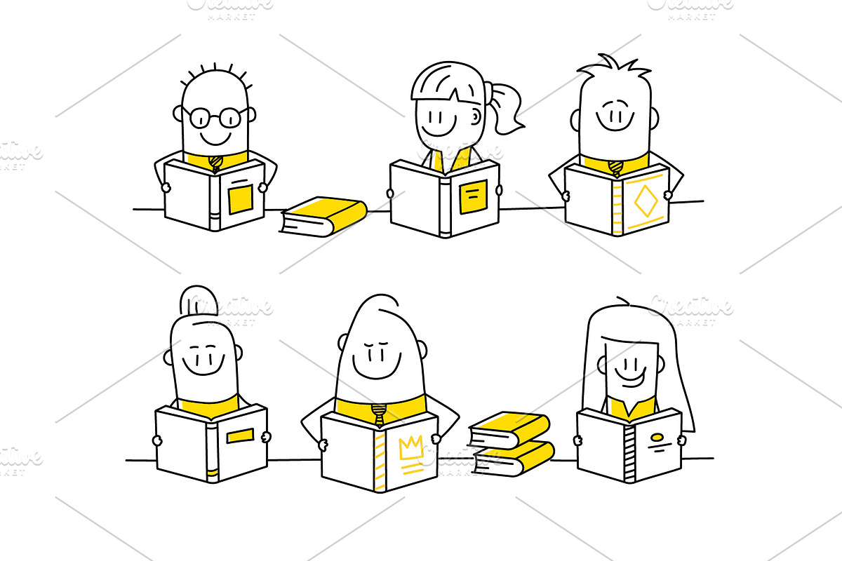 Stick Figures Reading, an Education Illustration by Anna Semenchenko (Photo 2 of 4)