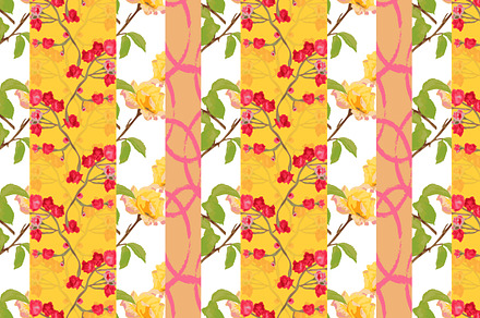 Red Yellow Roses Seamless Pattern