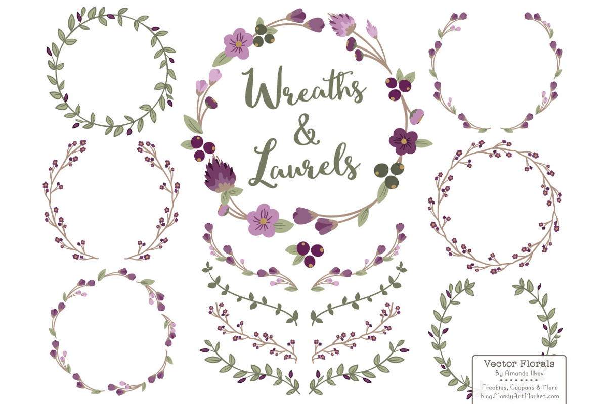 Plum Vector Flower Wreaths, an Illustration by Amanda Ilkov (Photo 1 of 3)