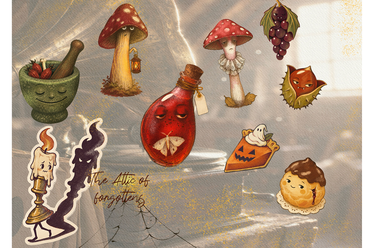 Autumn halloween stickers vintage, a Decorative Illustration by Edith’s World (Photo 3 of 7)