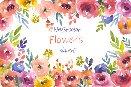 Watercolor Floral clipart, Bouquets
