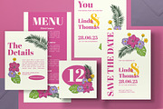 Magenta Botanical Wedding Invitation, an Invitation Template by graphicook (Thumbnail 2 of 3)