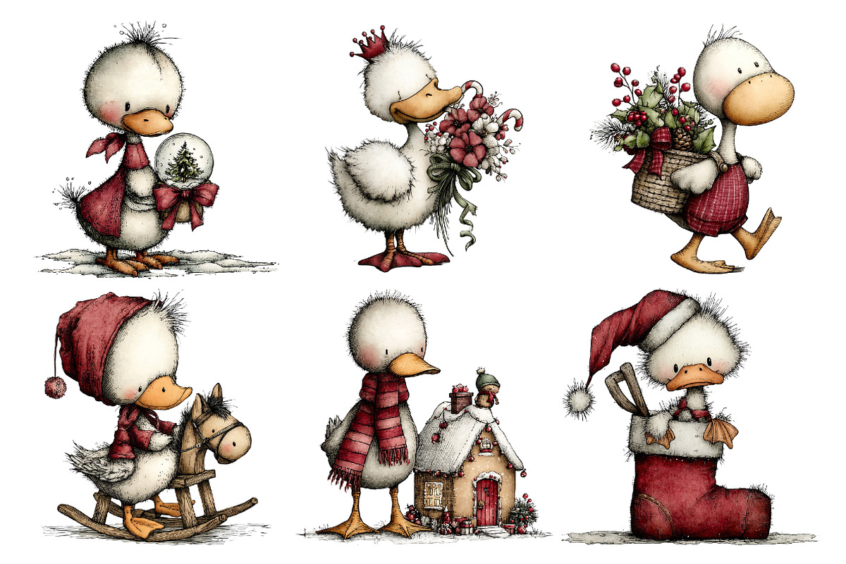 Whimsical Christmas Goose Clipart, an Animal Illustration by Creative Art (Photo 4 of 6)