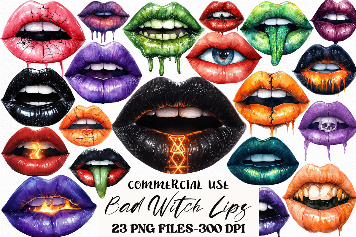 Halloween Bad Witch Lips Clipart, an Illustration by Craft Nest (Photo 1 of 6)