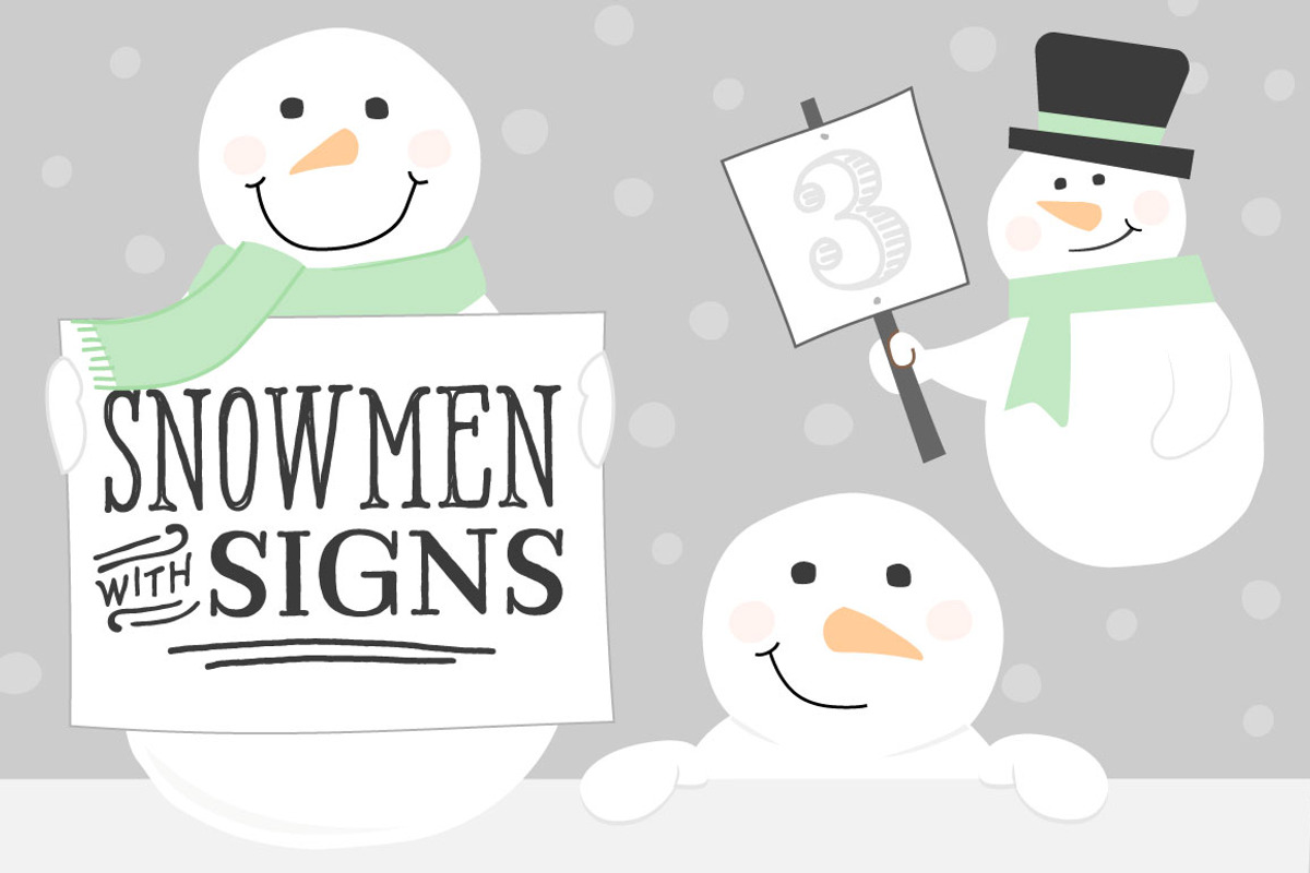 Snowmen with Signs, an Illustration by Illustrations by Jessie (Photo 1 of 4)