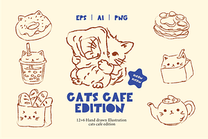 Hand Drawn Cats Cafe Edition