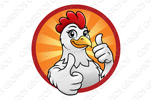 Cartoon Chicken Mascot Double Thumbs, a Food Illustration by Christos Georghiou
