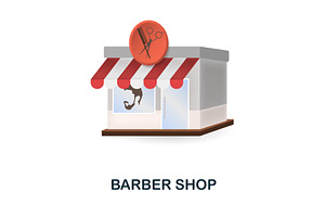 Barber Shop Icon. 3d Illustration