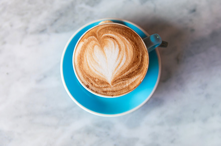 Fresh coffee with heart love foam in featuring coffee, cup, and latte