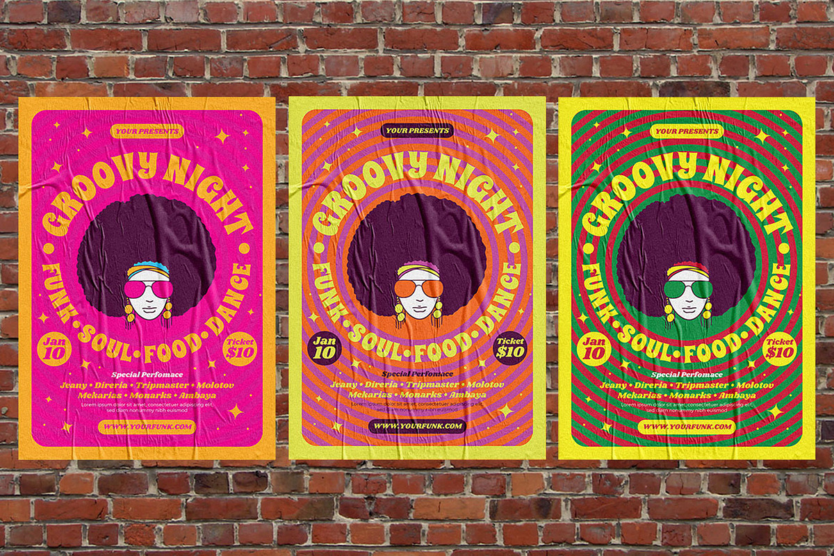 Groovy Party, a Flyer Template by Aiyari Graphic (Photo 3 of 3)
