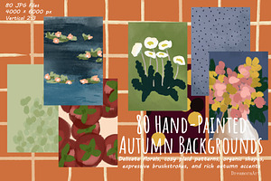 80 Hand-Painted Autumn Backgrounds, a Background Graphic by DreamoraArt