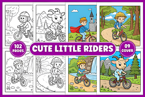 Little Riders Coloring Pages for Kid, a Decorative Illustration by Design Station