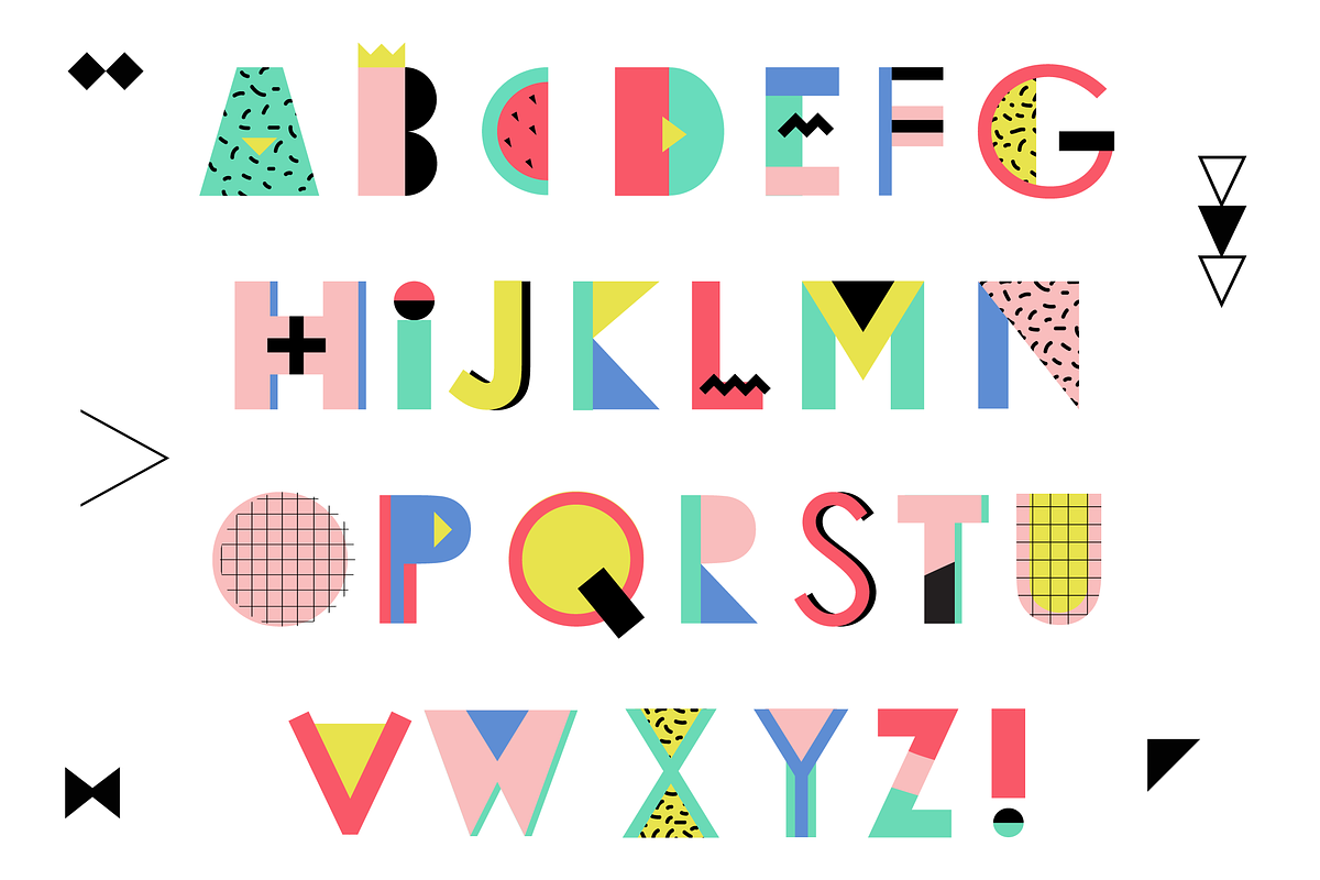 Memphis Alphabet and summer cards, a Decorative Illustration by DinaraChernaya (Photo 2 of 7)