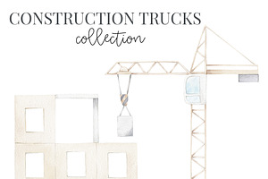 Construction Trucks - Watercolor Set