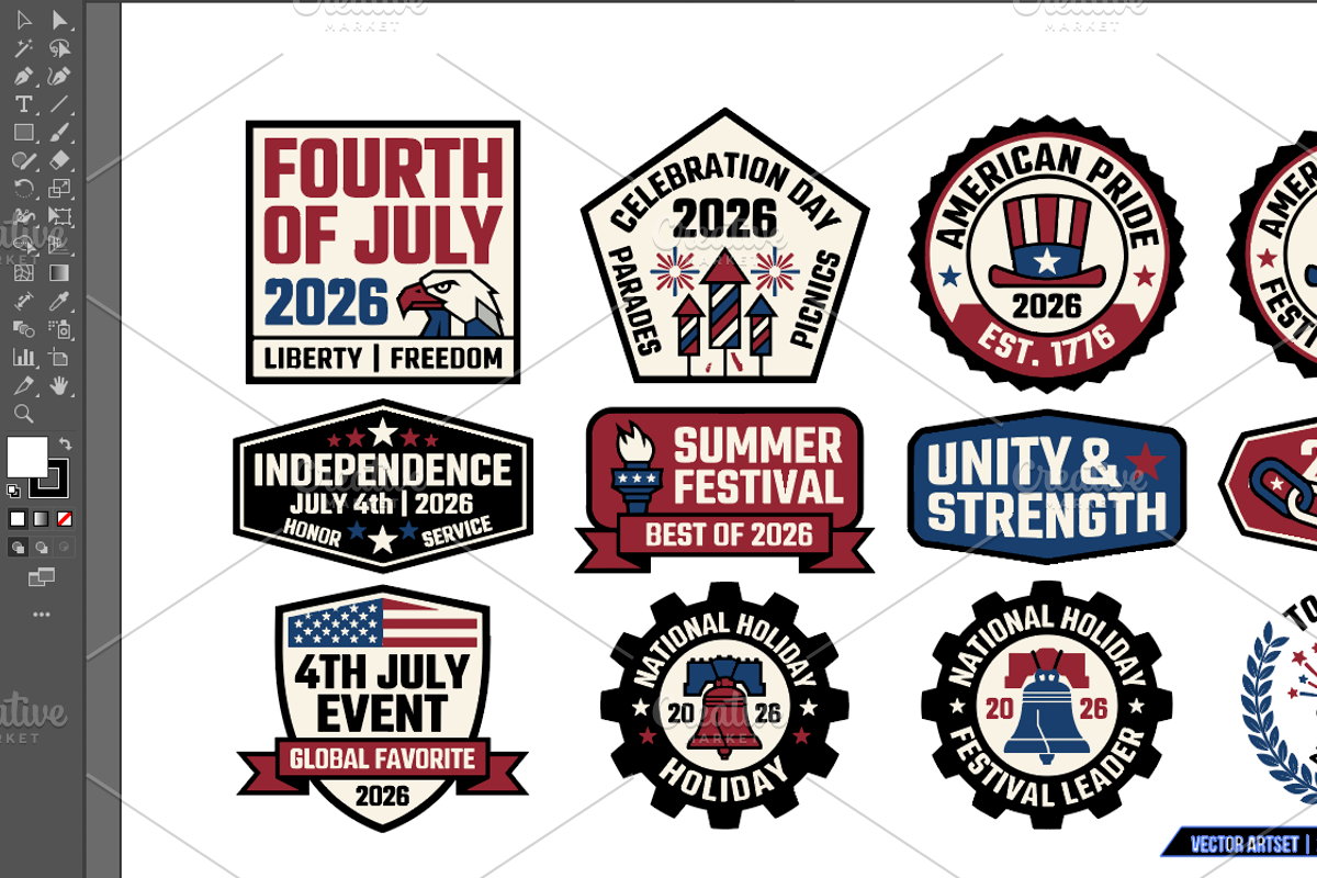 4th July 2026 Event Badge EPS Bundle, an Object Graphic by NH graphic (Photo 2 of 10)