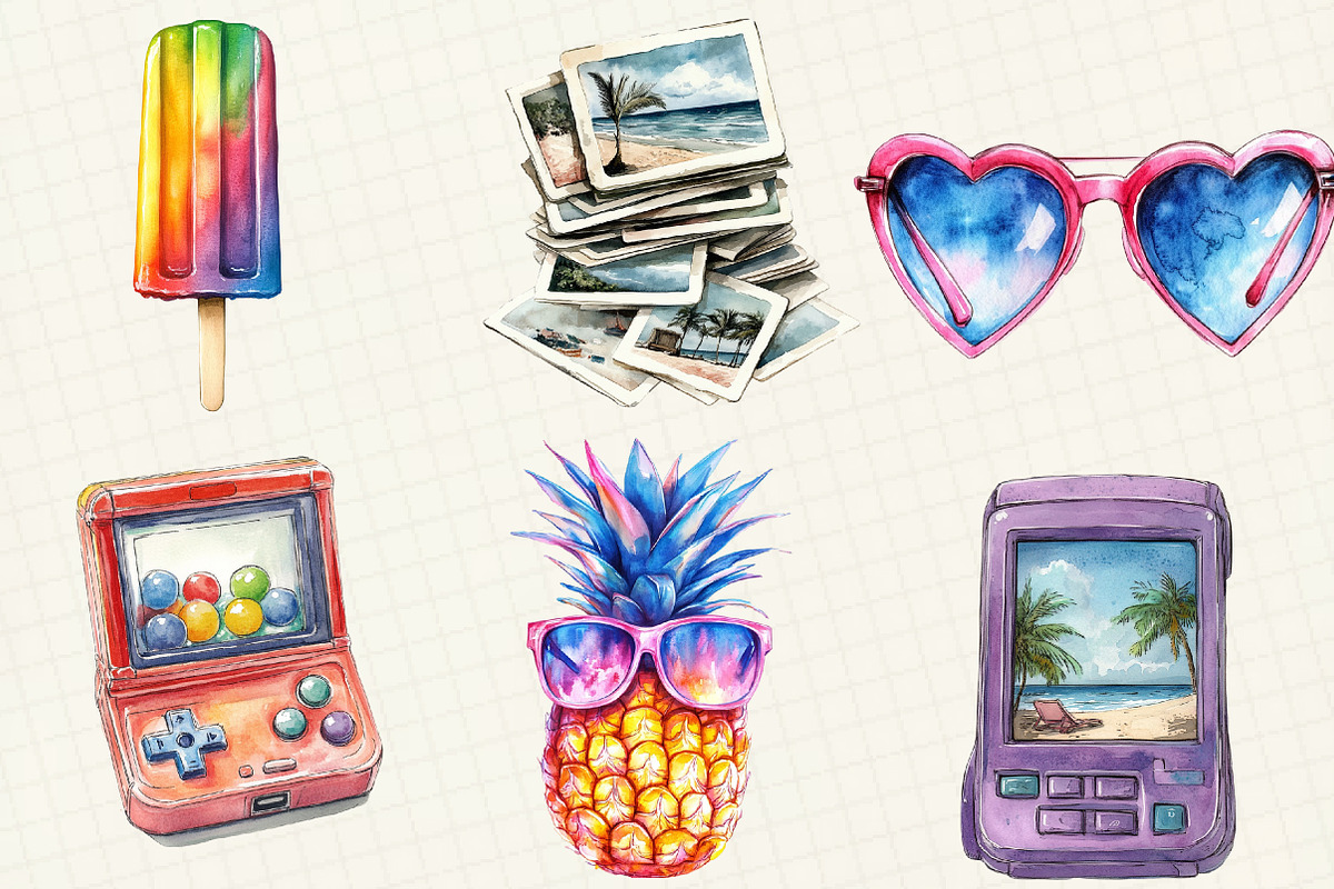 90s Retro Summer Clipart, an Illustration by OK Design (Photo 3 of 5)