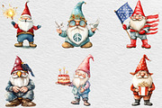 Watercolor Patriotic Gnome Clipart, an Illustration by Black Bird Studio (Thumbnail 5 of 6)