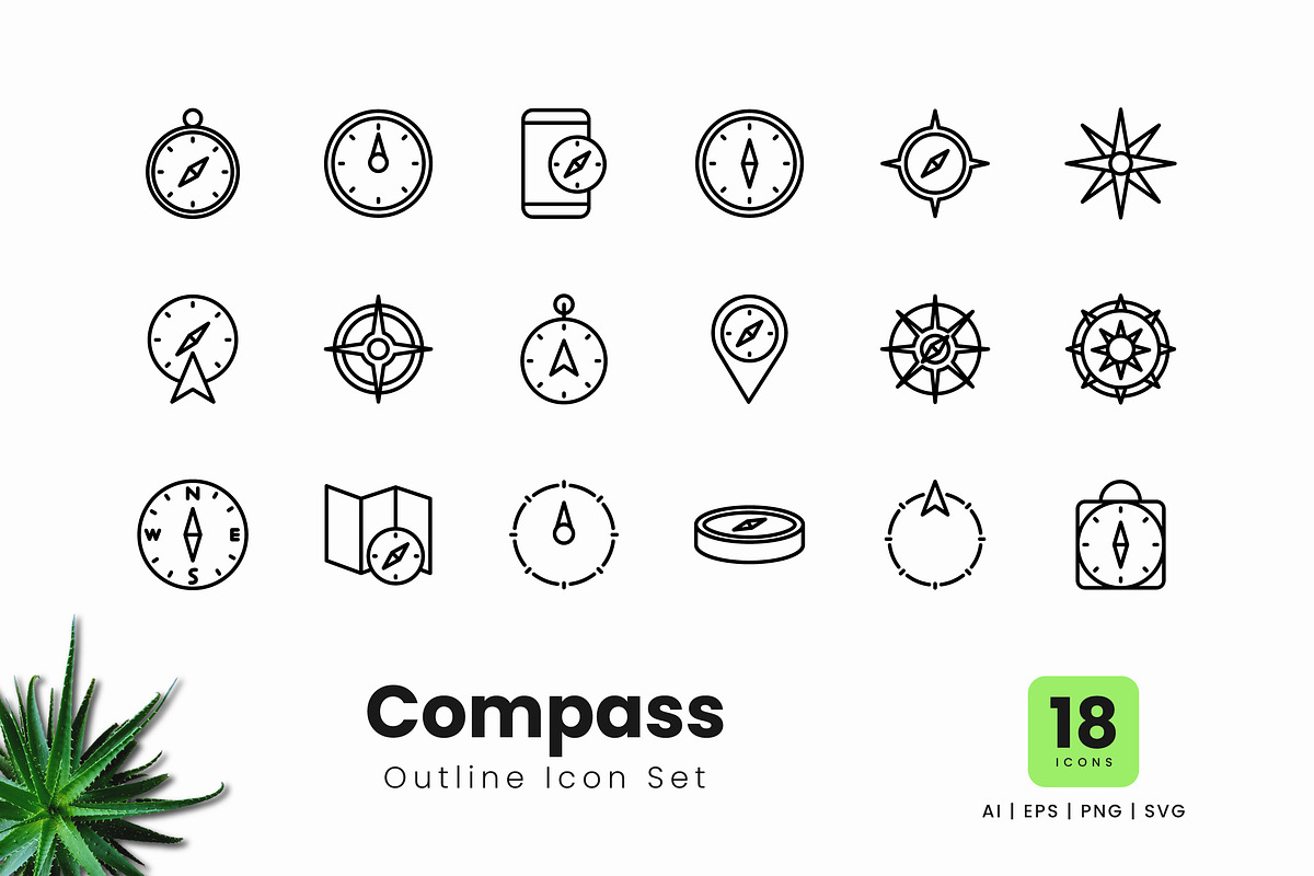 Compass Outline Icons, an Outline Icon by Zeer Graphic