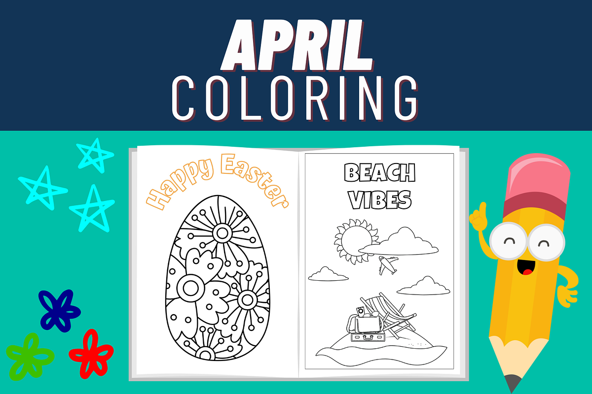 Spring Coloring Pages - April Theme, a Templates & Theme by Premium Digital Templates (Photo 1 of 3)