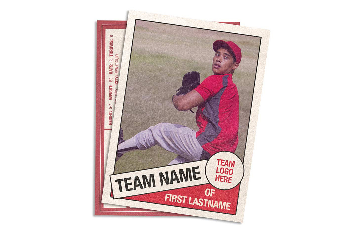 Retro 80s Baseball Card Template, a Design Template by Sports Card Templates (Photo 1 of 2)