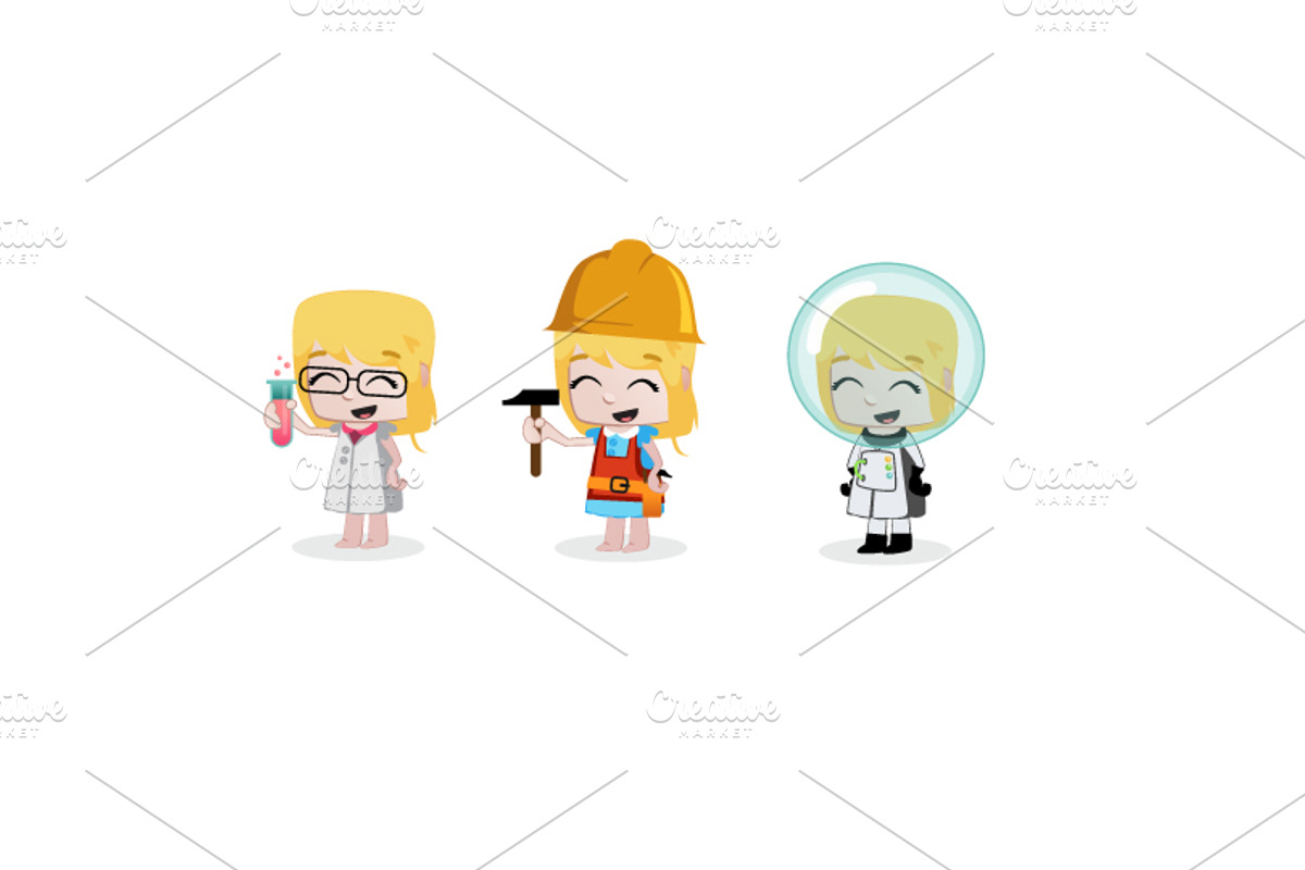 24 x Professions Vector little Girls, an Illustration by Beatriz Gascón (Photo 3 of 4)