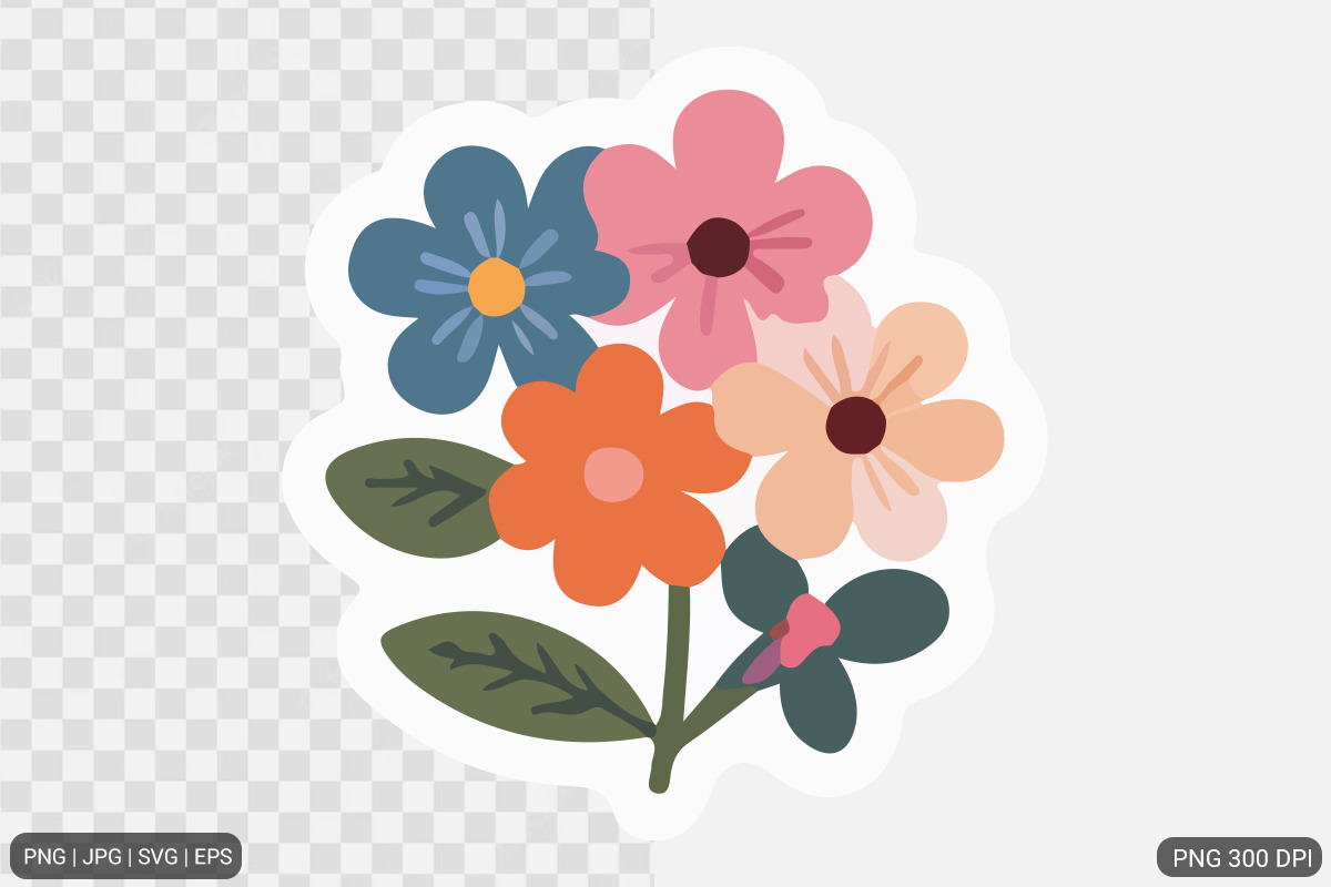 Cute Flower Sticker Design Bundle, an Illustration by Actual Pixel (Photo 18 of 26)
