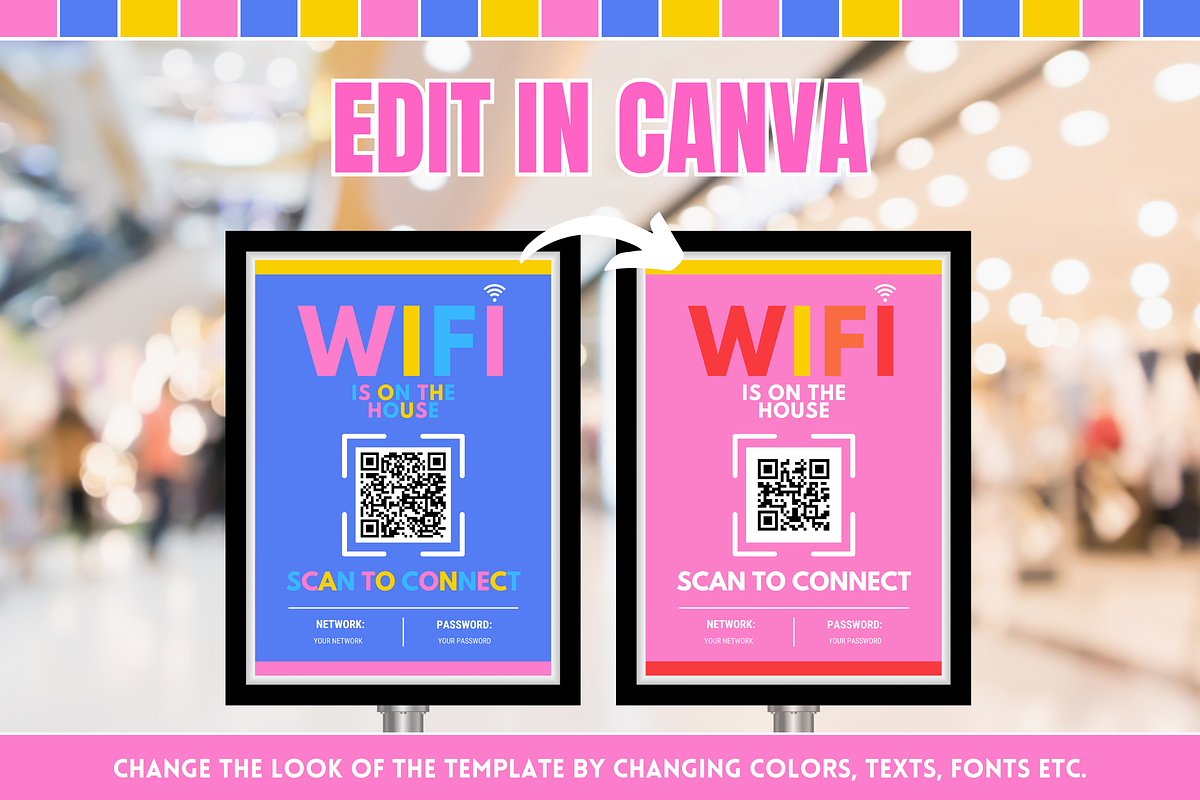 WiFi QR Code Sign - Colorful, a Flyer Template by SunshineStudioBoutique (Photo 4 of 10)