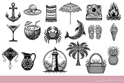 SUMMER VIBES Art Nouveau 35 Vectors, a Seasonal Illustration by Une Affaire de Filles (Thumbnail 2 of 3)