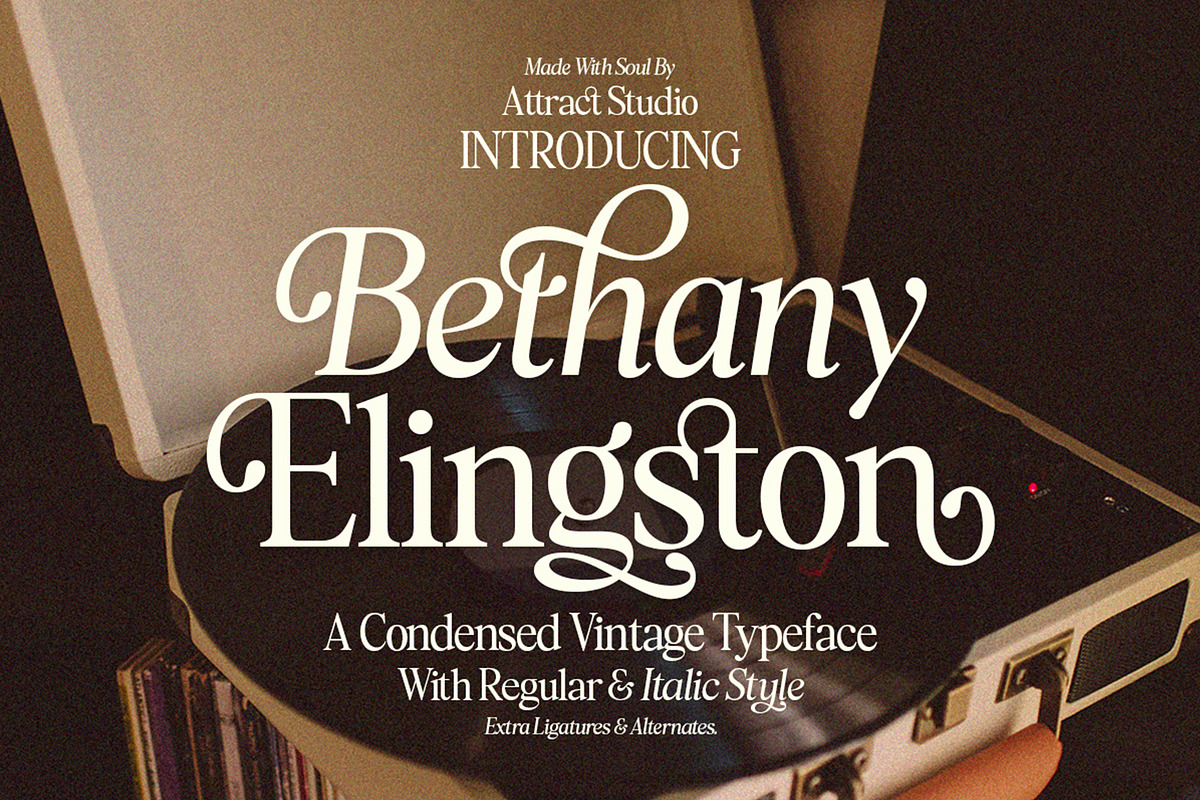 Bethany Elingston, a Serif Font by Attract Studio (Photo 1 of 17)