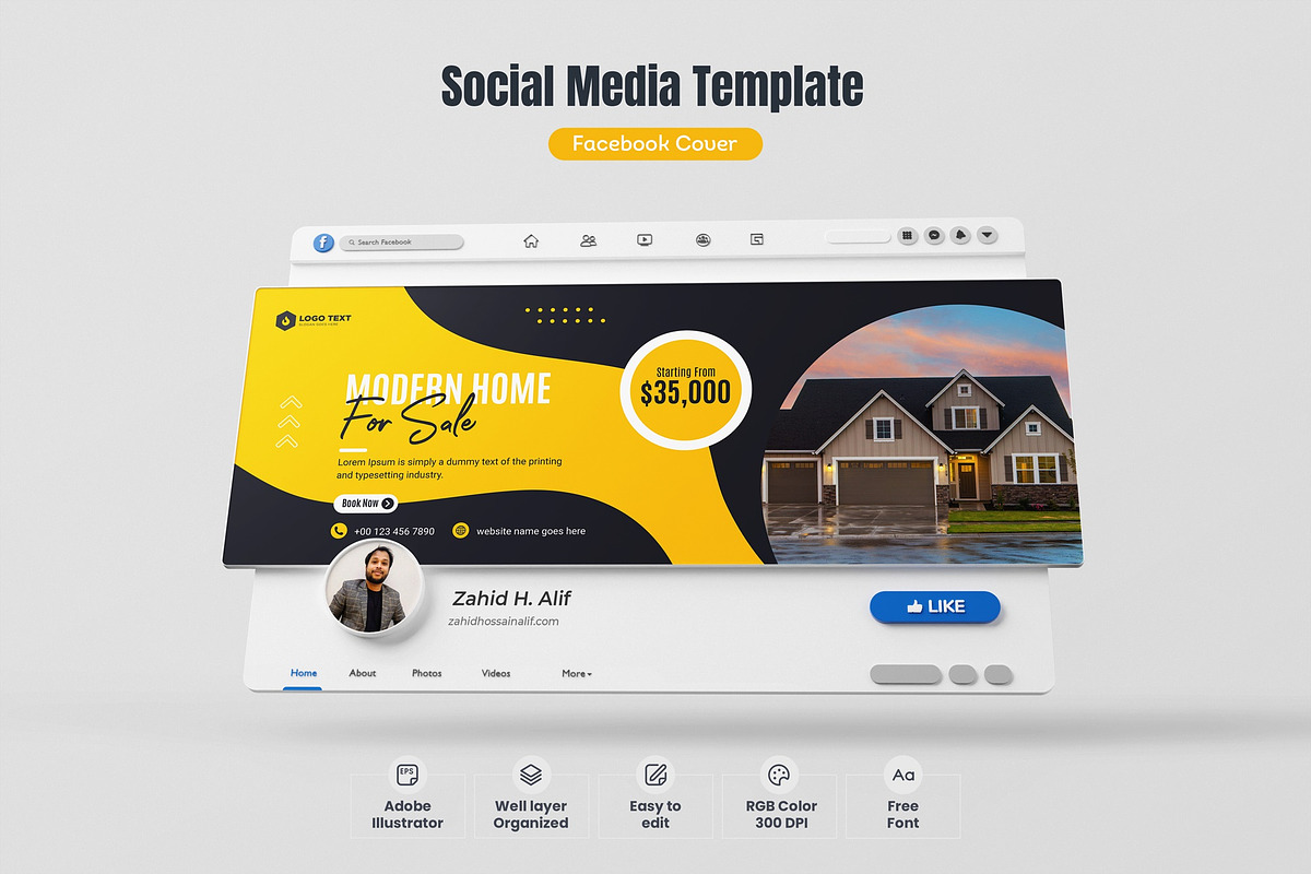 Social Media Facebook Cover Banner, a Social Media Template by zahidhossainalif (Photo 1 of 2)
