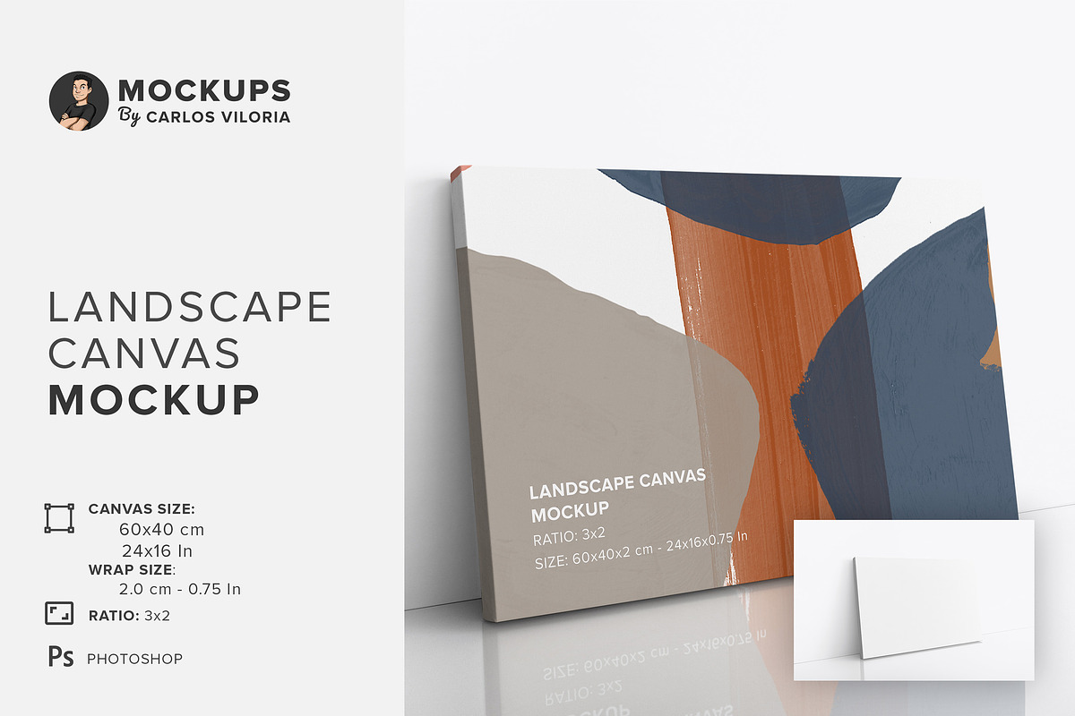 Landscape Canvas Ratio 3x2 Mockup, a Print Template by Mockups by Carlos Viloria (Photo 1 of 4)