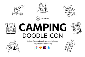 85 Camping Doodles, an Outline Icon by Prosymbols