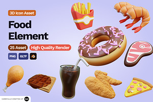 3D Food Element Icon, a Food & Drink 3D Model by SLAB! Design