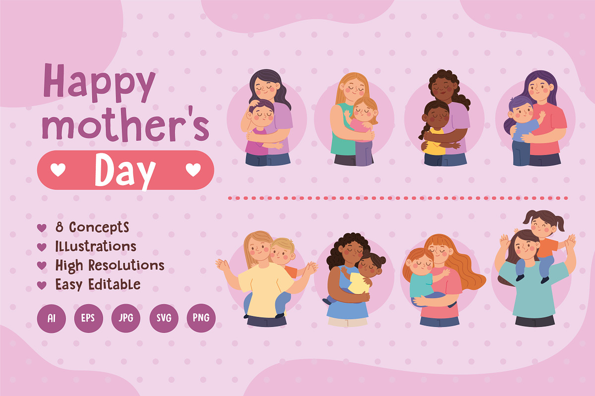Mother and Child Moments Vector, a Person Illustration by CreartiveDesign (Photo 1 of 10)