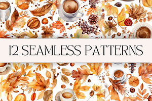 Autumn Coffee Seamless Patterns