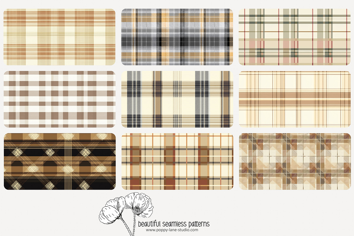 80 neutral plaid seamless pattern, a Pattern Graphic by Poppy Lane Studio (Photo 2 of 11)