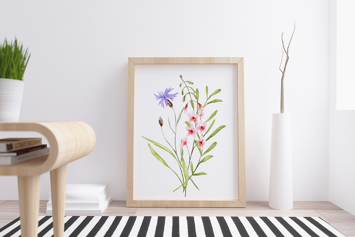 Wild flowers, watercolor clipart PNG, a Decorative Illustration by Larisa Maslova (Photo 5 of 8)